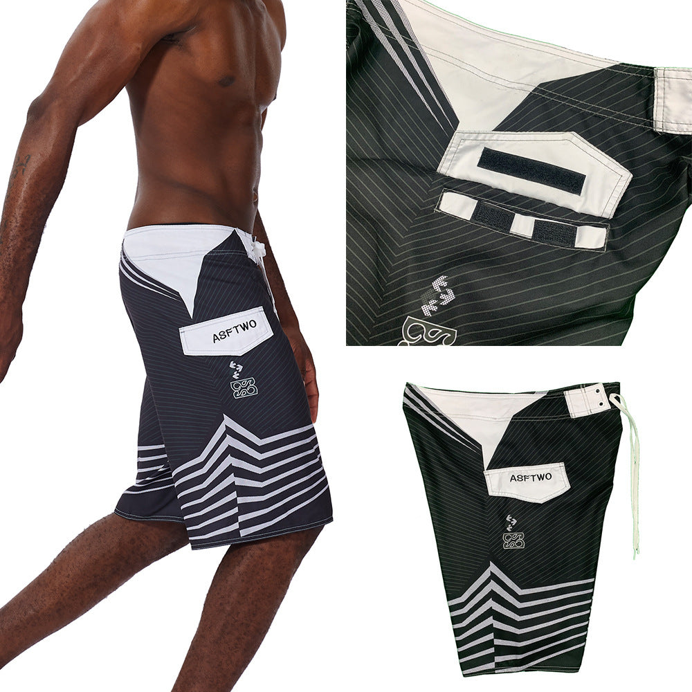 Striped Print Quick-dry Surf Shorts