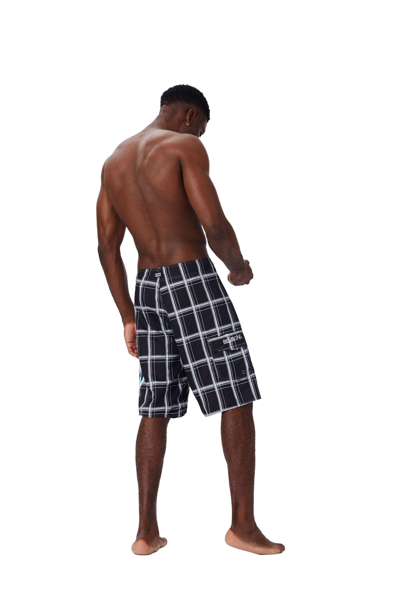 Checkered Black Athletic Surf Shorts