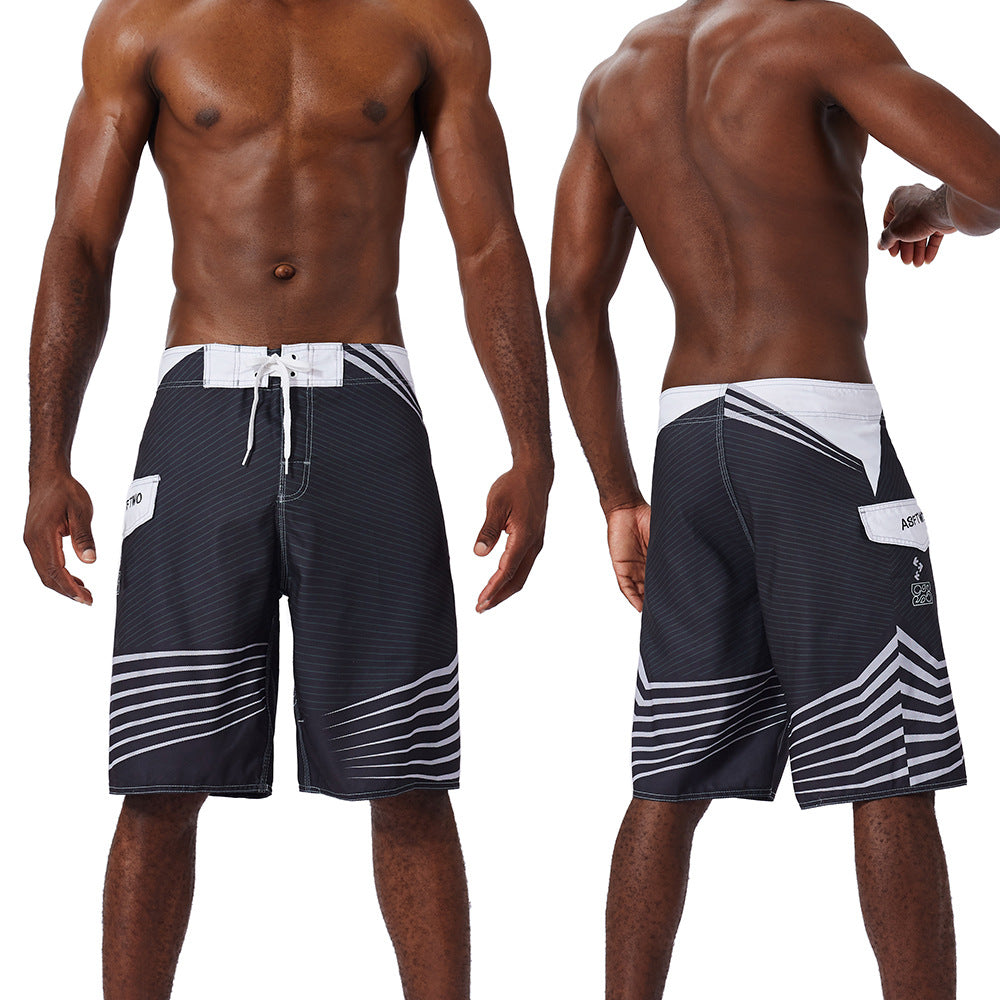 Striped Print Quick-dry Surf Shorts