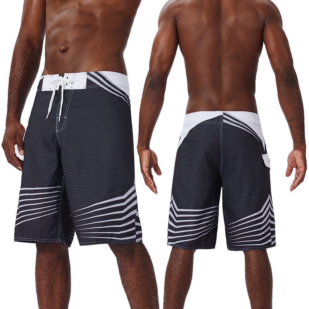 Striped Print Quick-dry Surf Shorts