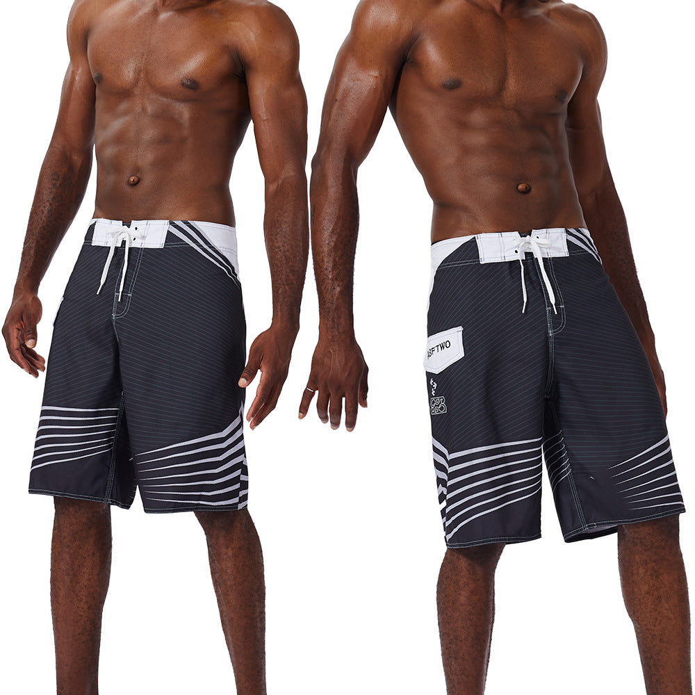 Striped Print Quick-dry Surf Shorts