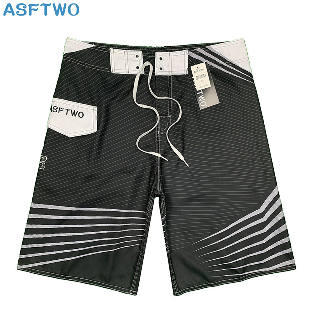 Striped Print Quick-dry Surf Shorts