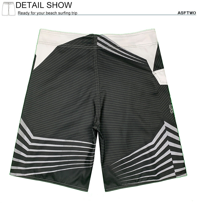 Striped Print Quick-dry Surf Shorts