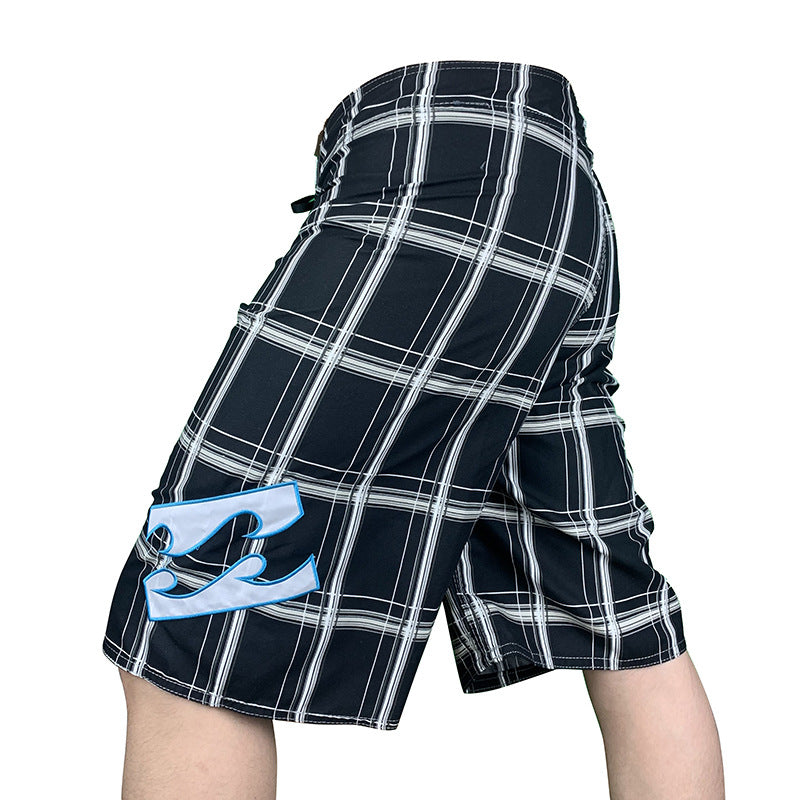 Checkered Black Athletic Surf Shorts