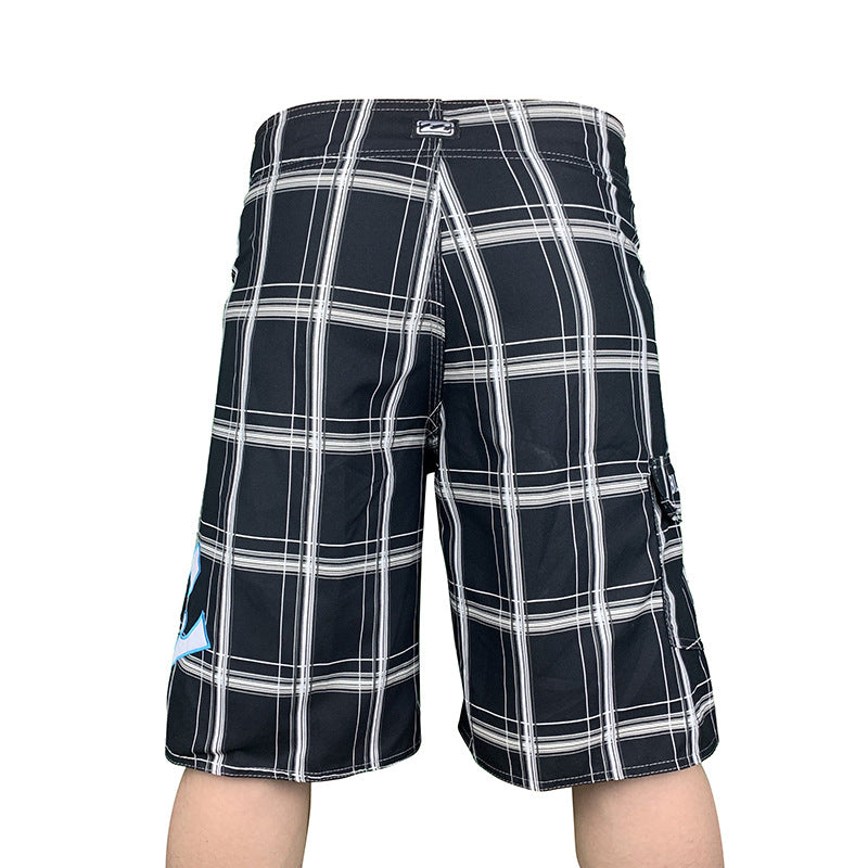 Checkered Black Athletic Surf Shorts
