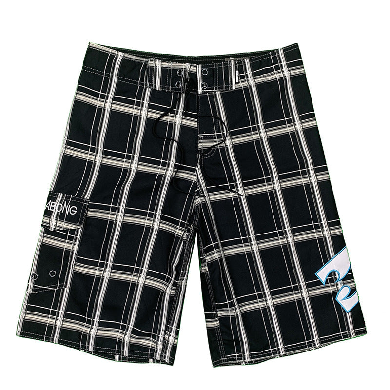 Checkered Black Athletic Surf Shorts