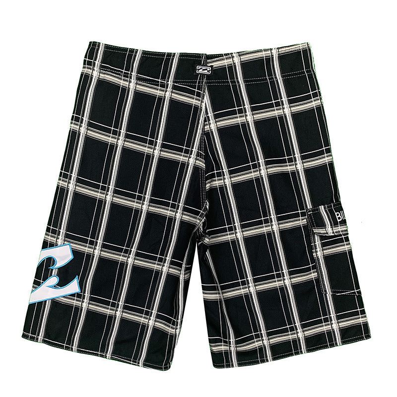 Checkered Black Athletic Surf Shorts