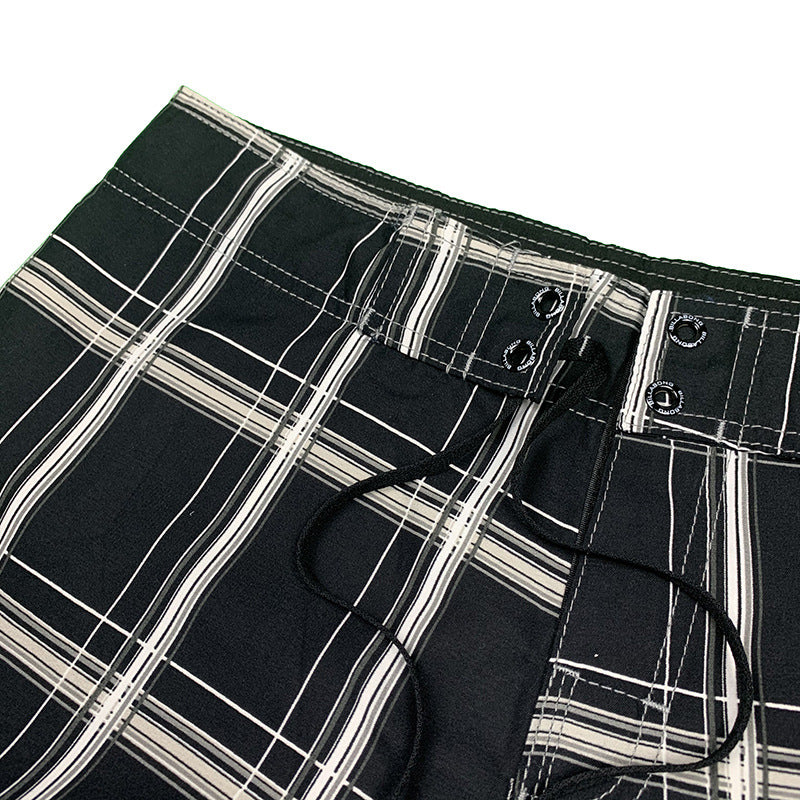 Checkered Black Athletic Surf Shorts