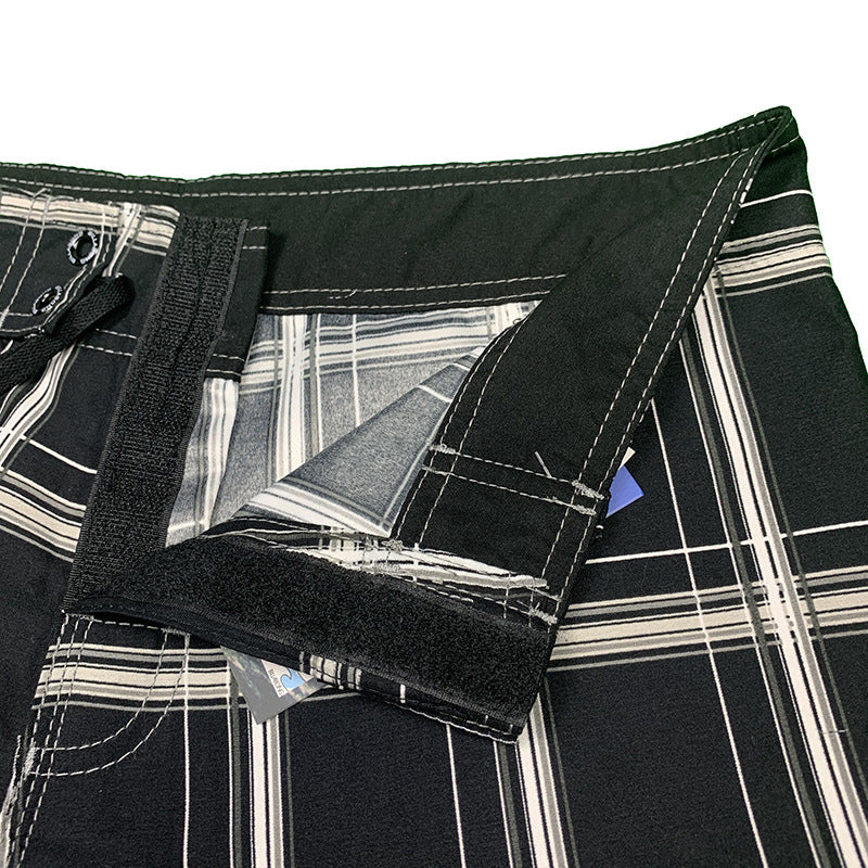Checkered Black Athletic Surf Shorts
